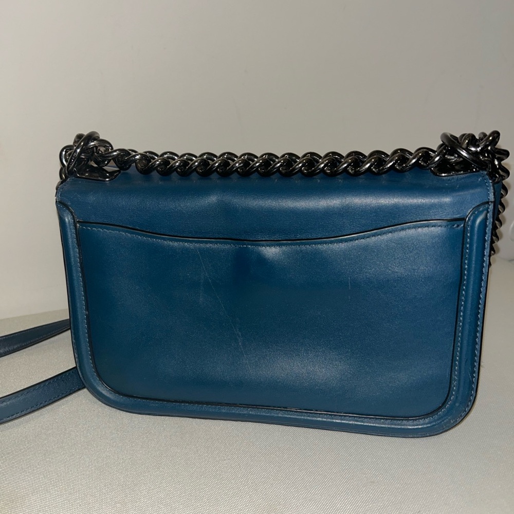 Coach Navy Leather Chain Shoulder Bag - Picture 2 of 11